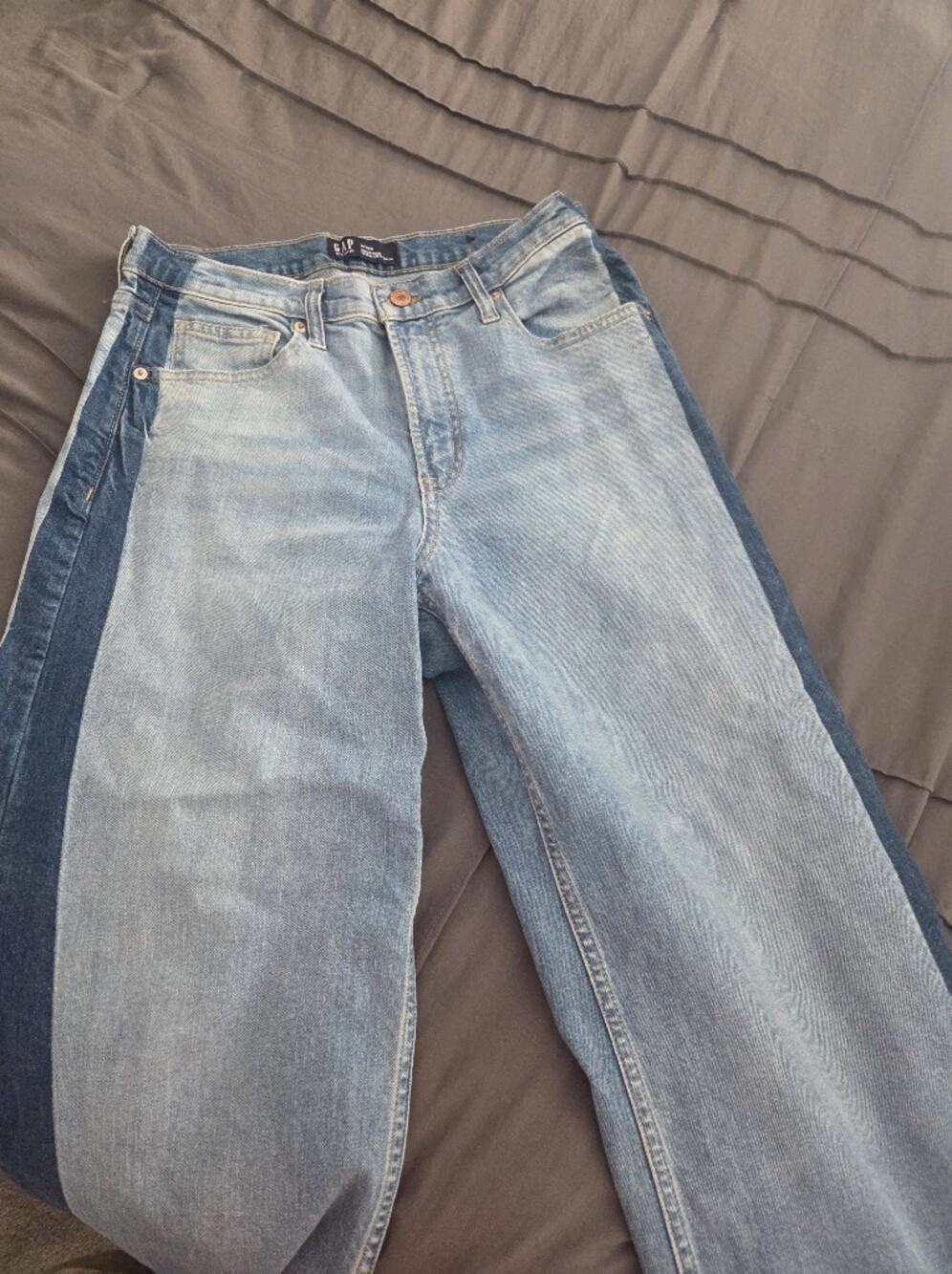GAP Two-Tone Light and Dark Blue Straight Jeans